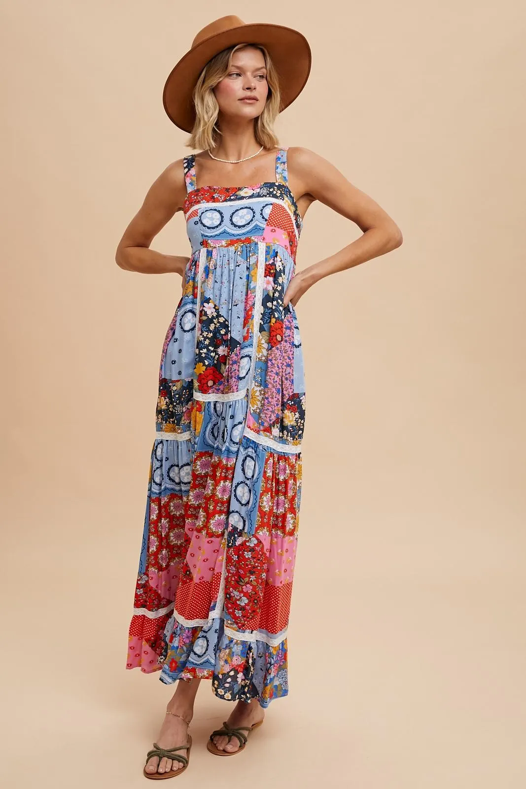 Multicolor Patchwork Floral Maxi Dress sold by Pinkblush product image thumbnail 2