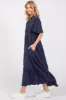 Navy Collared Pocketed Midi Dress sold by Pinkblush