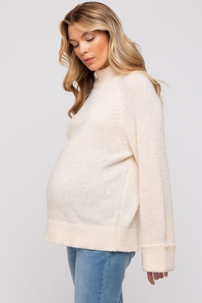Cream Mock Neck Maternity Sweater sold by Pinkblush product image thumbnail 2