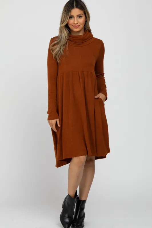 Rust Cowl Neck Dress sold by Pinkblush