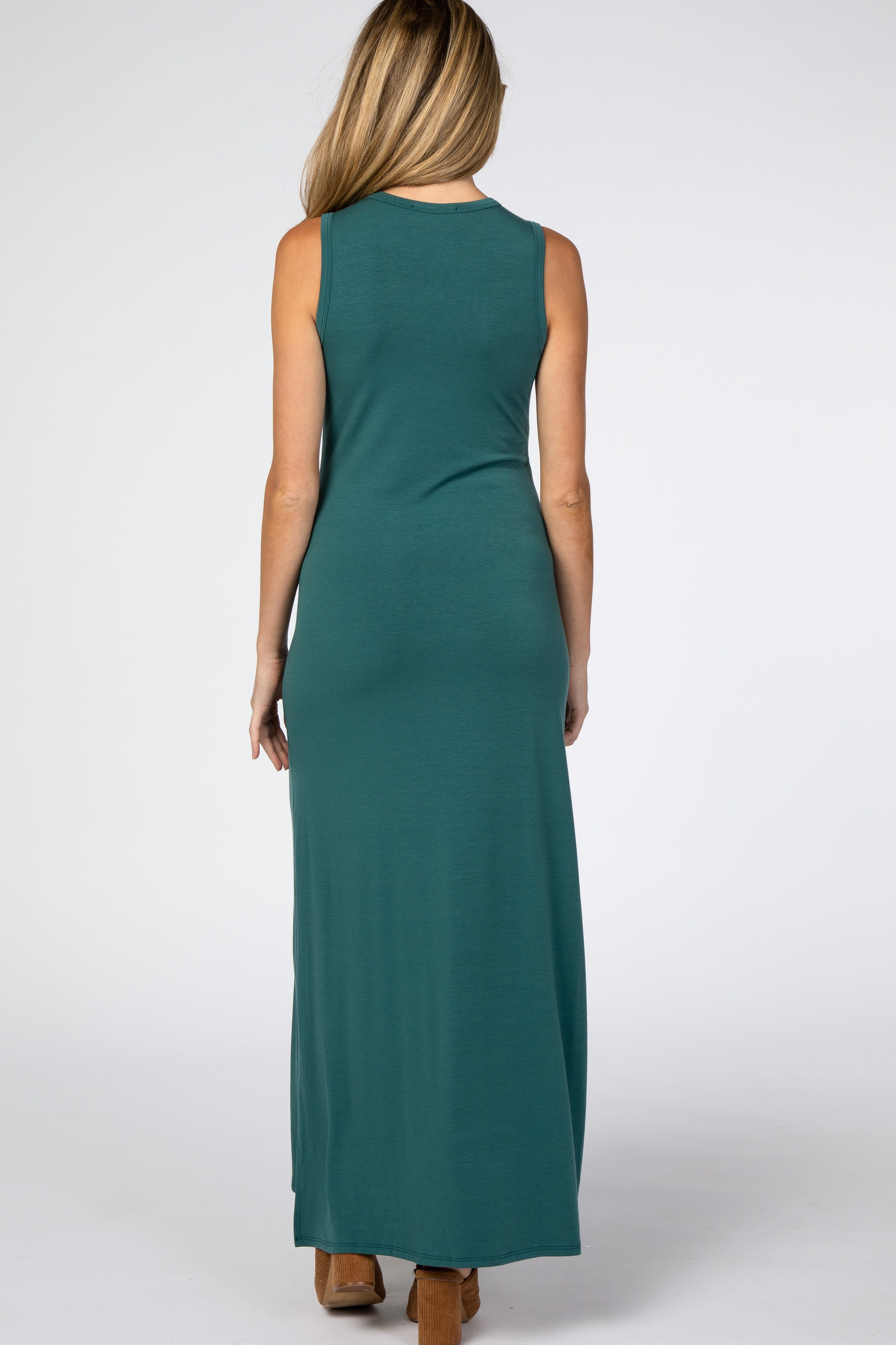 Teal Side Slit Maternity Maxi Dress sold by Pinkblush product image thumbnail 3