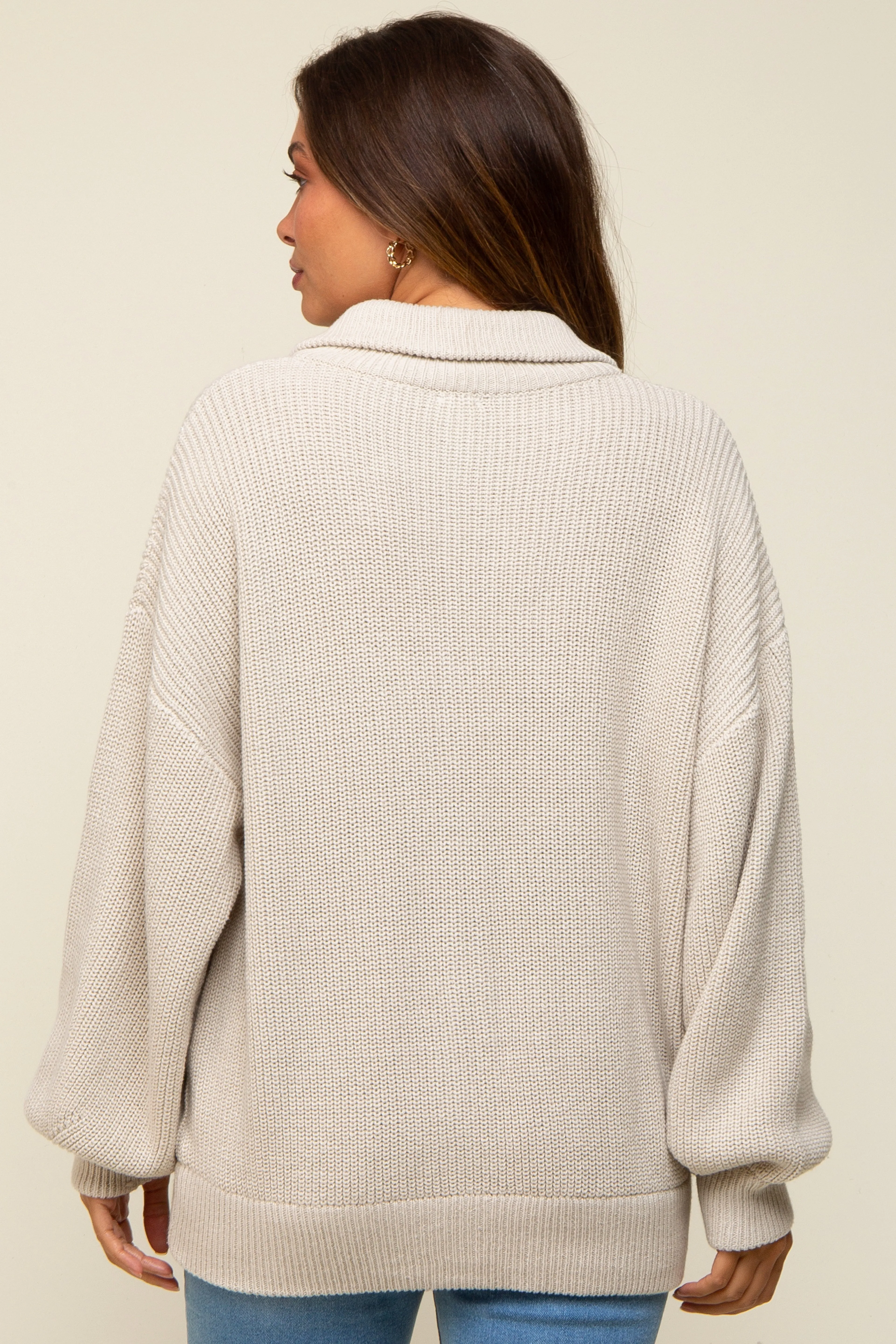 Taupe Oversized Zip Up Maternity Cardigan sold by Pinkblush product image thumbnail 5