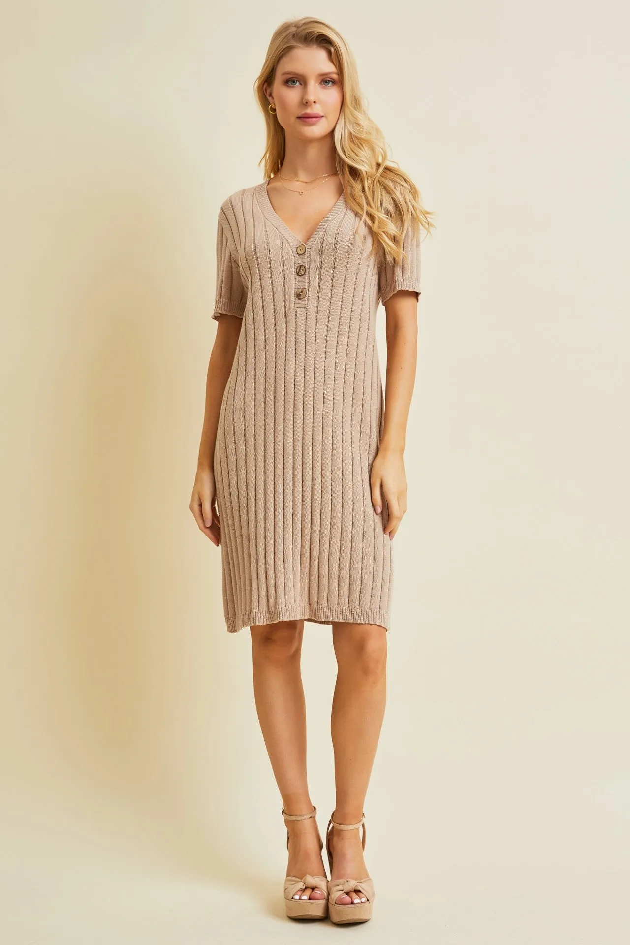 Beige Ribbed Knit Maternity Dress sold by Pinkblush product image thumbnail 4