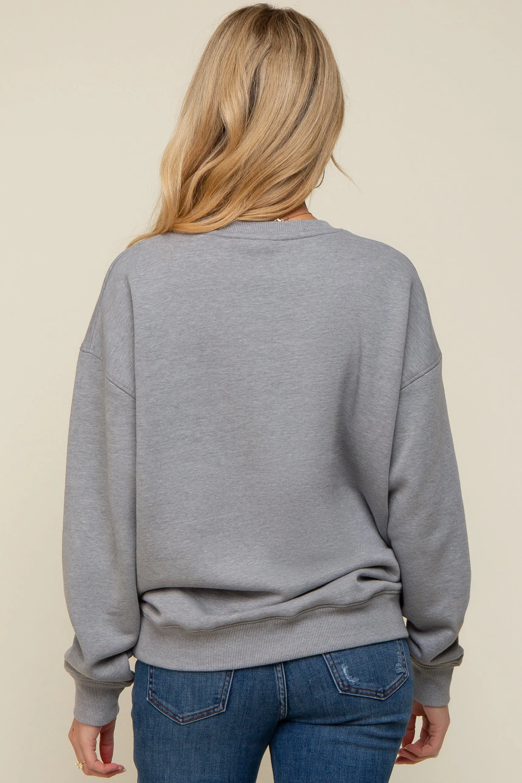 Heather Grey Soft Knit Fleece Lined Maternity Sweatshirt sold by Pinkblush product image thumbnail 3