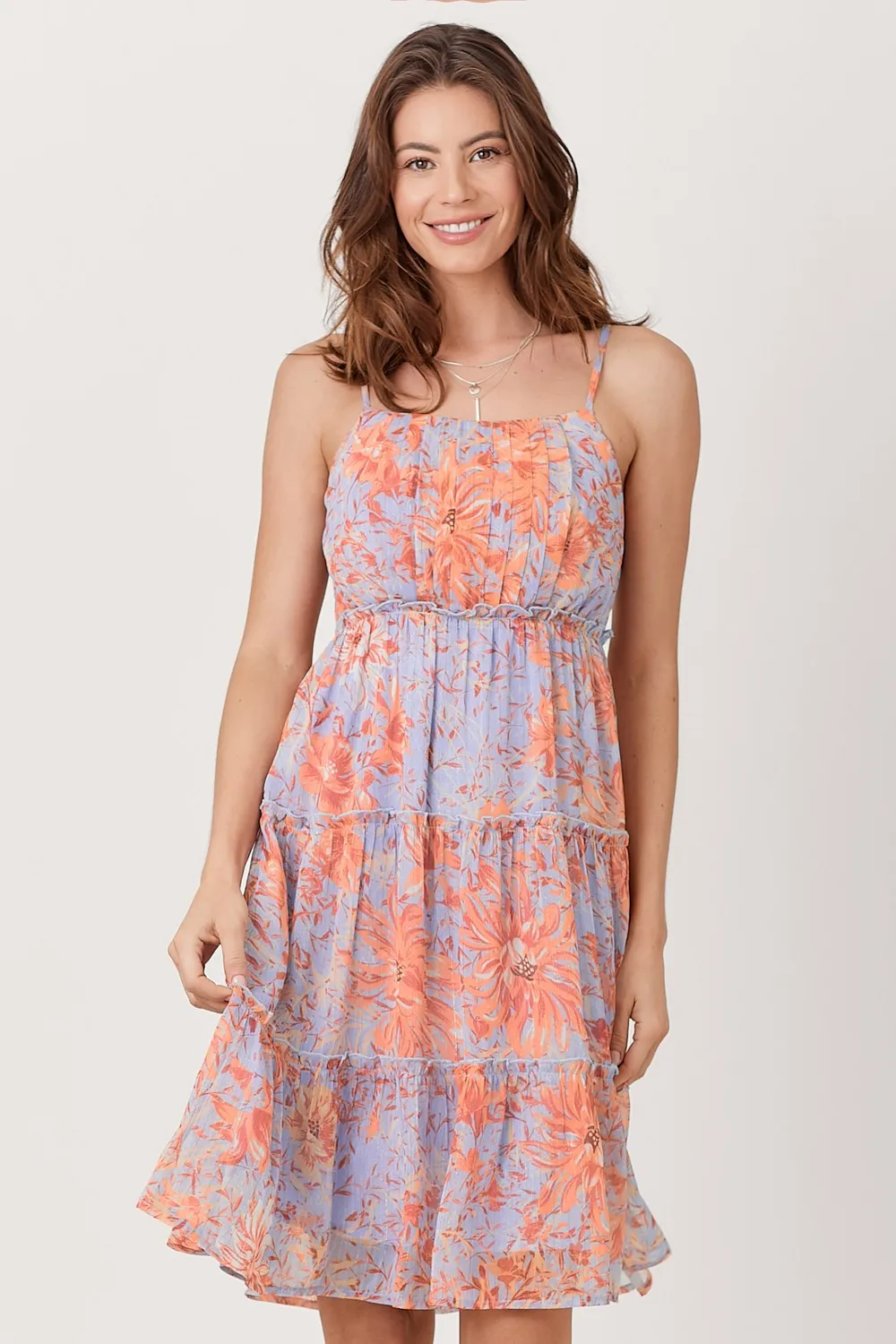 Lavender Adjustable Straps Tiered Dress sold by Pinkblush product image thumbnail 2