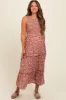 Rust Floral Sleeveless Ruffle Tiered Maternity Maxi Dress sold by Pinkblush