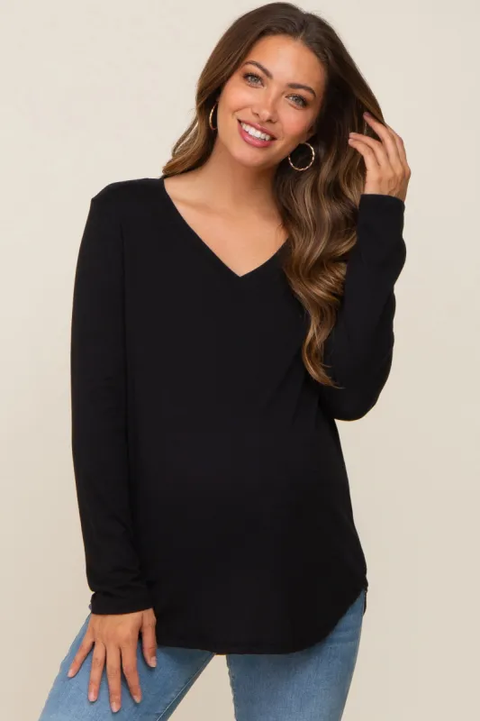 Black Long Sleeve Maternity Top sold by Pinkblush