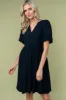 Black Linen Puff Sleeve Dress sold by Pinkblush