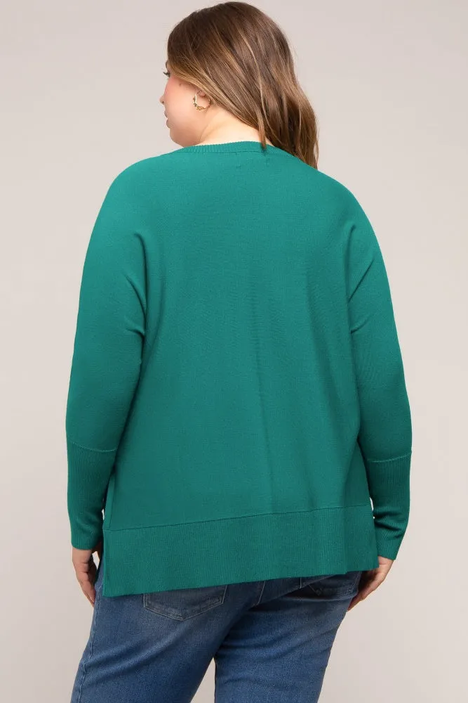 Forest Green Knit Long Dolman Sleeve Plus Maternity Top sold by Pinkblush product image thumbnail 3