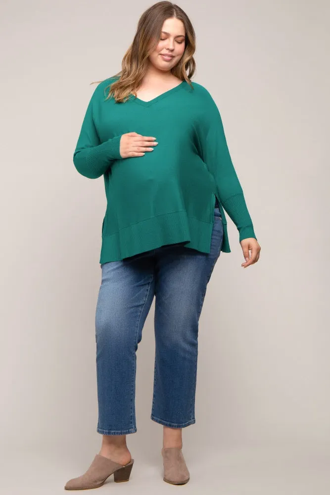 Forest Green Knit Long Dolman Sleeve Plus Maternity Top sold by Pinkblush product image thumbnail 4