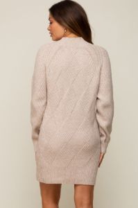 Beige Knit Long Sleeve Maternity Sweater Dress sold by Pinkblush