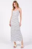 Navy Blue Striped Knit Side Slit Sleeveless Midi Dress sold by Pinkblush