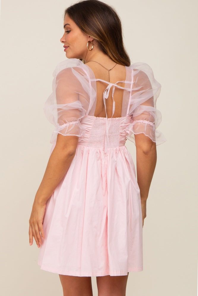 Light Pink Mesh Sleeve Maternity Mini Dress sold by Pinkblush product image thumbnail 3