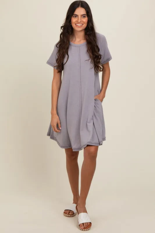 Grey Solid T-shirt Mini Dress sold by Pinkblush