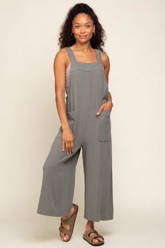 Olive Sleeveless Cropped Jumpsuit sold by Pinkblush product image thumbnail 4