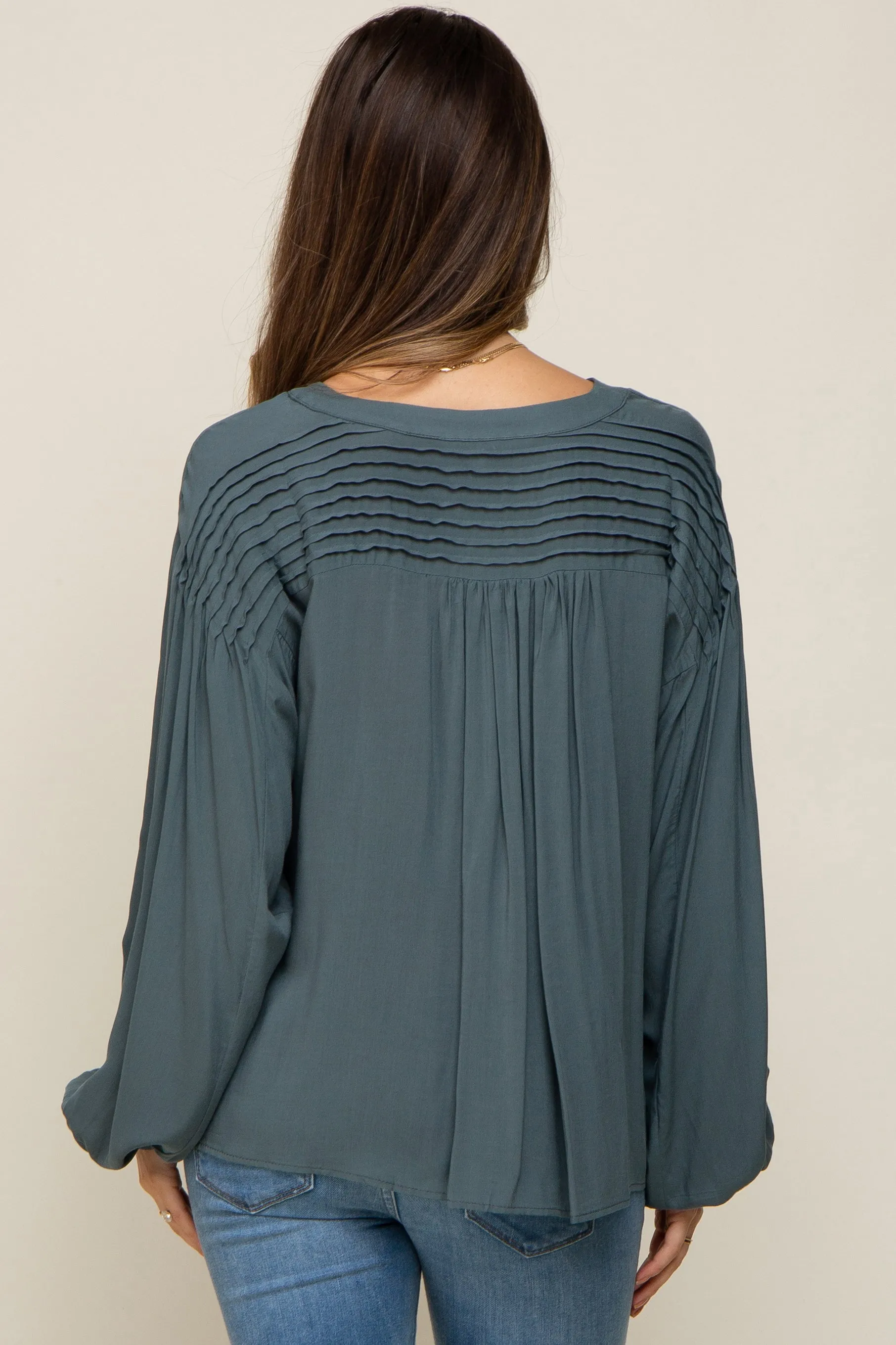 Teal Pleated Detail Maternity Blouse sold by Pinkblush product image thumbnail 3