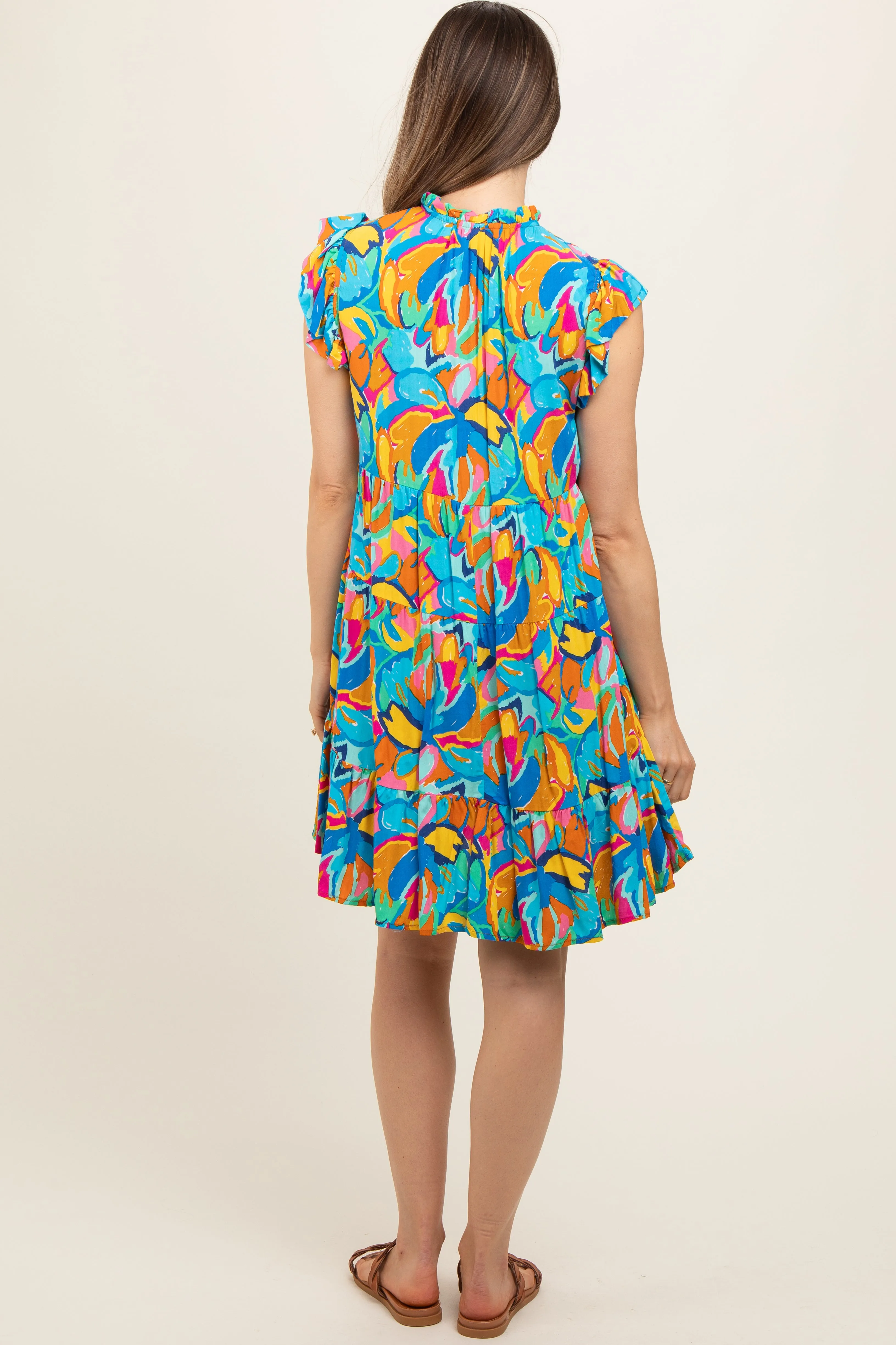 Blue Print Front Tie Tiered Maternity Dress sold by Pinkblush product image thumbnail 4