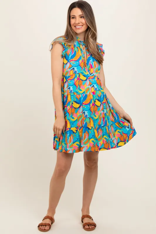 Blue Print Front Tie Tiered Maternity Dress sold by Pinkblush