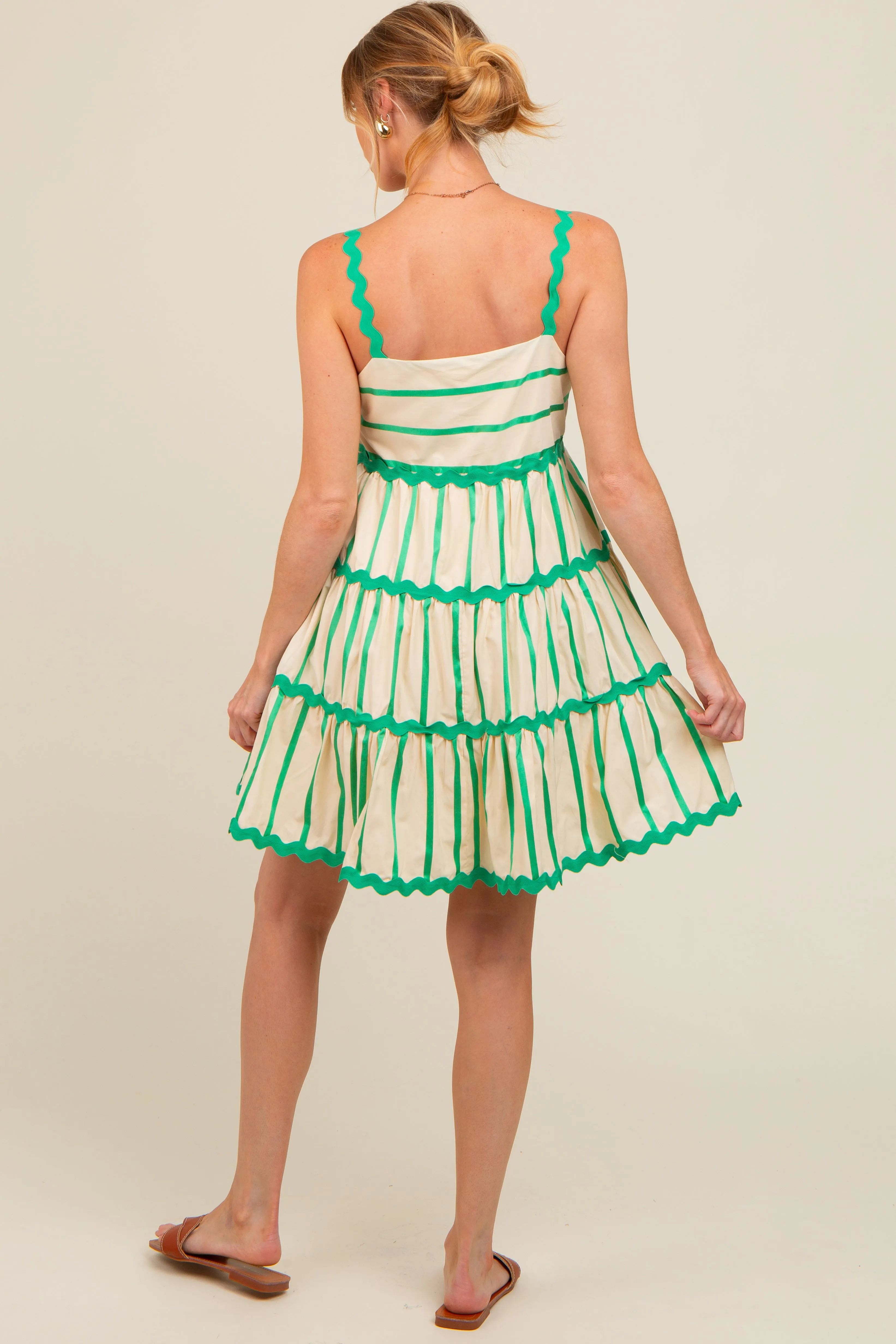 Green Contrast Stripe Wavy Trim Maternity Dress sold by Pinkblush product image thumbnail 4