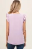 Lavender Swiss Dot Flutter Sleeve V-Neck Maternity Top sold by Pinkblush