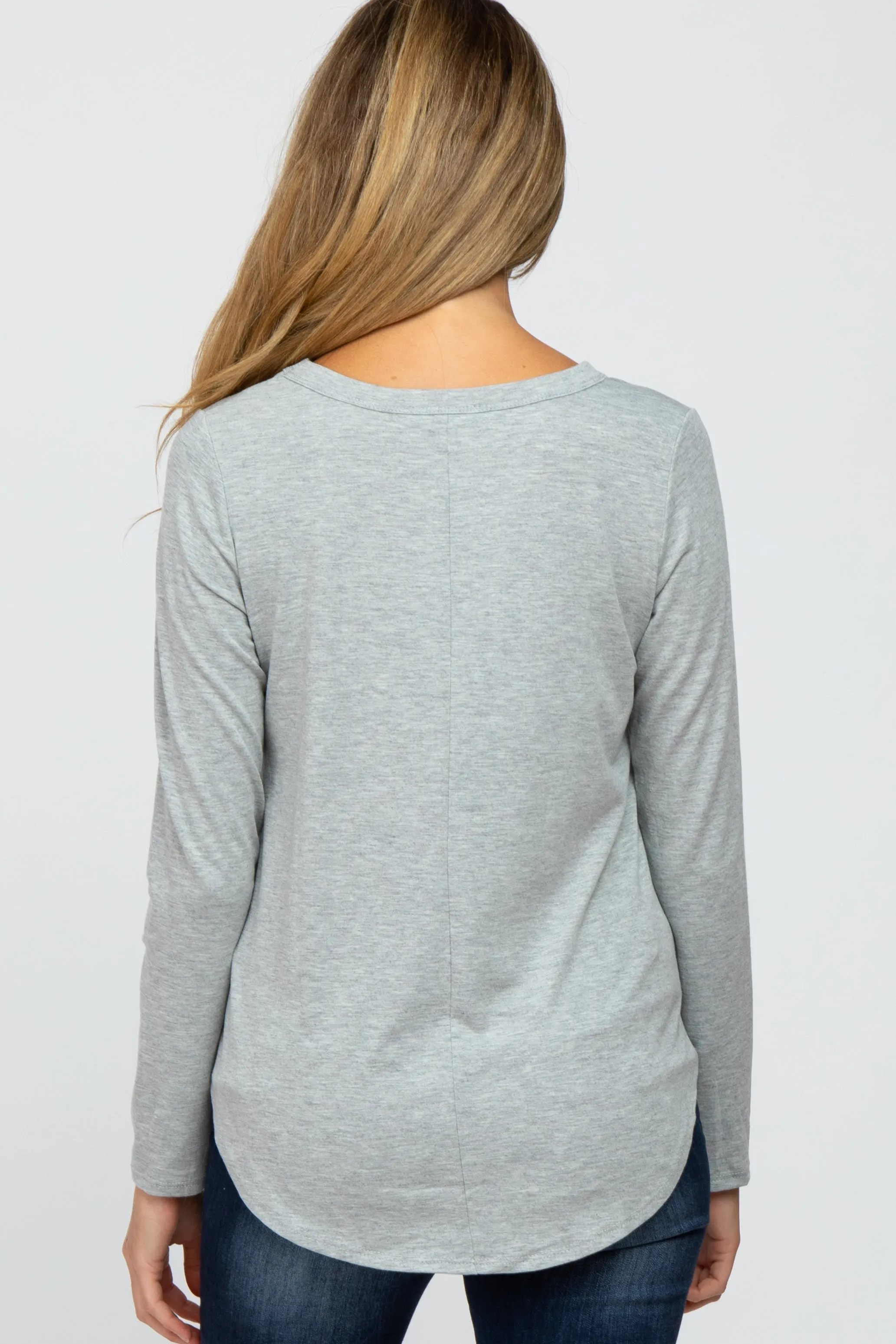 Heather Grey Basic Maternity Long Sleeve Top sold by Pinkblush product image thumbnail 3