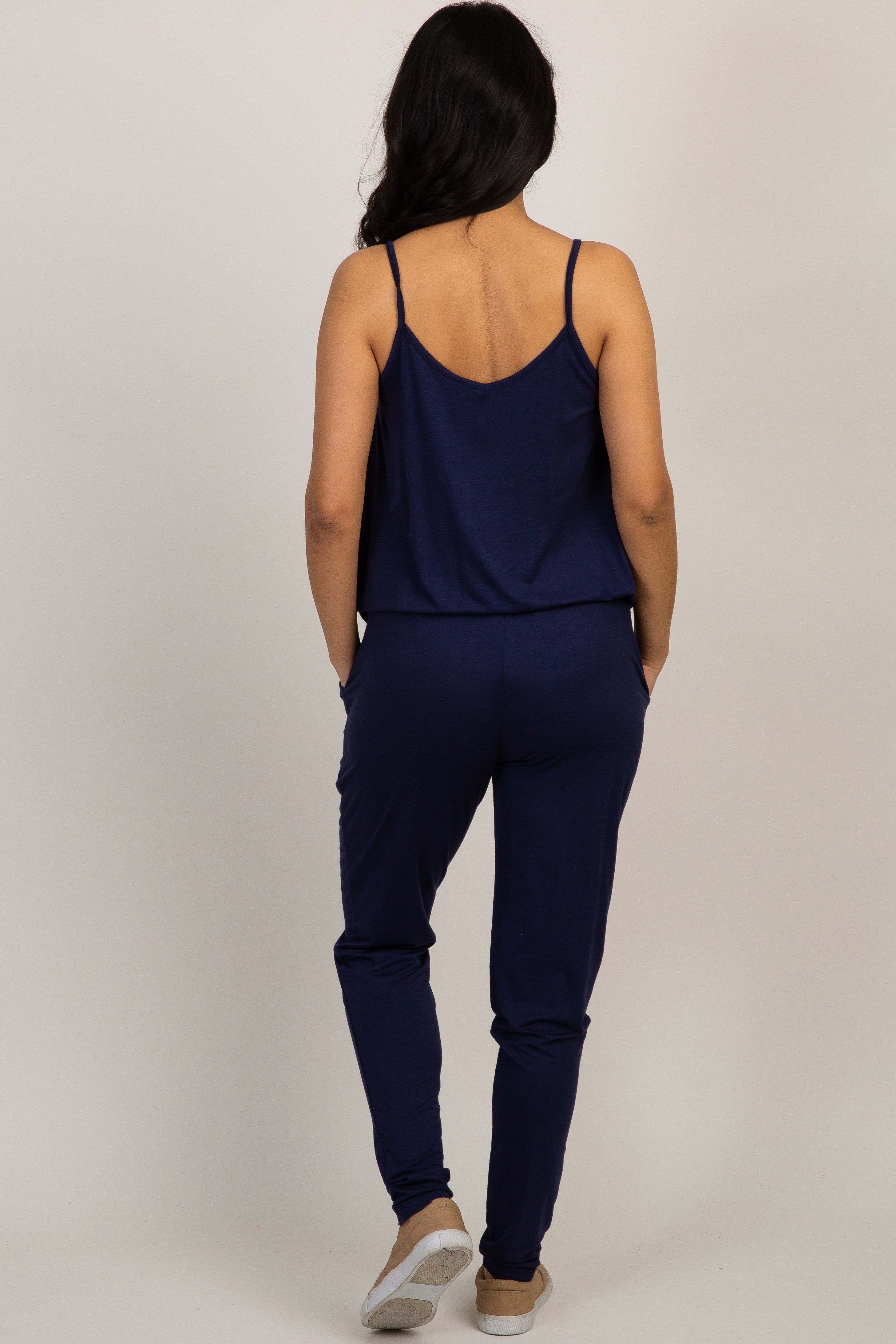 PinkBlush Navy Blue Basic Sleeveless Maternity Jumpsuit sold by Pinkblush product image thumbnail 3