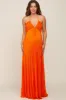 Orange Plisse Halter Back Tie Maternity Maxi Dress sold by Pinkblush