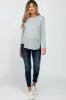 Heather Grey Basic Maternity Long Sleeve Top sold by Pinkblush