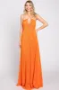 Orange Plisse Halter Back Tie Maternity Maxi Dress sold by Pinkblush