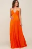 Orange Plisse Halter Back Tie Maternity Maxi Dress sold by Pinkblush