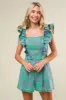 Blue Green Floral Leaf Print Romper sold by Pinkblush