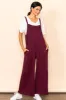Burgundy Sleeveless Pocketed Wide Leg Maternity Jumpsuit sold by Pinkblush