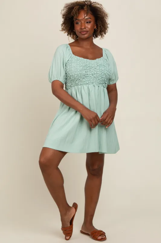 Mint Green Textured Bodice Dress sold by Pinkblush
