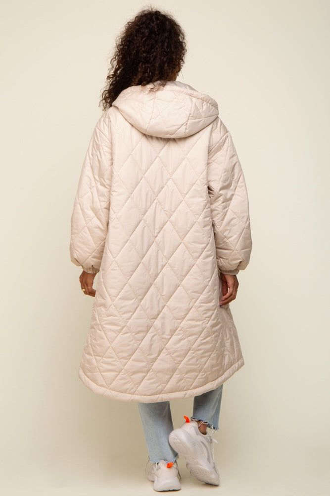 Beige Quilted Long Puffer Jacket sold by Pinkblush product image thumbnail 3