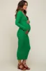 Green V-Neck Long Sleeve Fitted Maternity Maxi Dress sold by Pinkblush