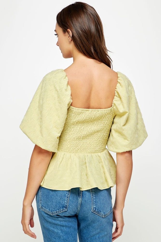 Mint Balloon Sleeve Jacquard Top sold by Pinkblush product image thumbnail 3