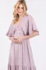 Lavender V-Neck Flutter Sleeve Tiered Maxi Dress sold by Pinkblush