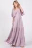 Lavender V-Neck Flutter Sleeve Tiered Maxi Dress sold by Pinkblush