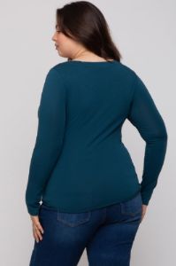 Dark Teal Basic Long Sleeve Plus Maternity Top sold by Pinkblush