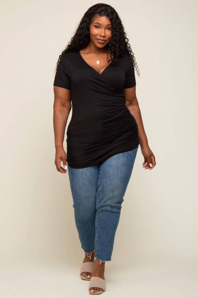 Black Wrap Front Plus Nursing Top sold by Pinkblush product image thumbnail 5