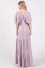 Lavender V-Neck Flutter Sleeve Tiered Maxi Dress sold by Pinkblush