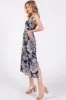 Navy Floral Front Twist Midi Dress sold by Pinkblush