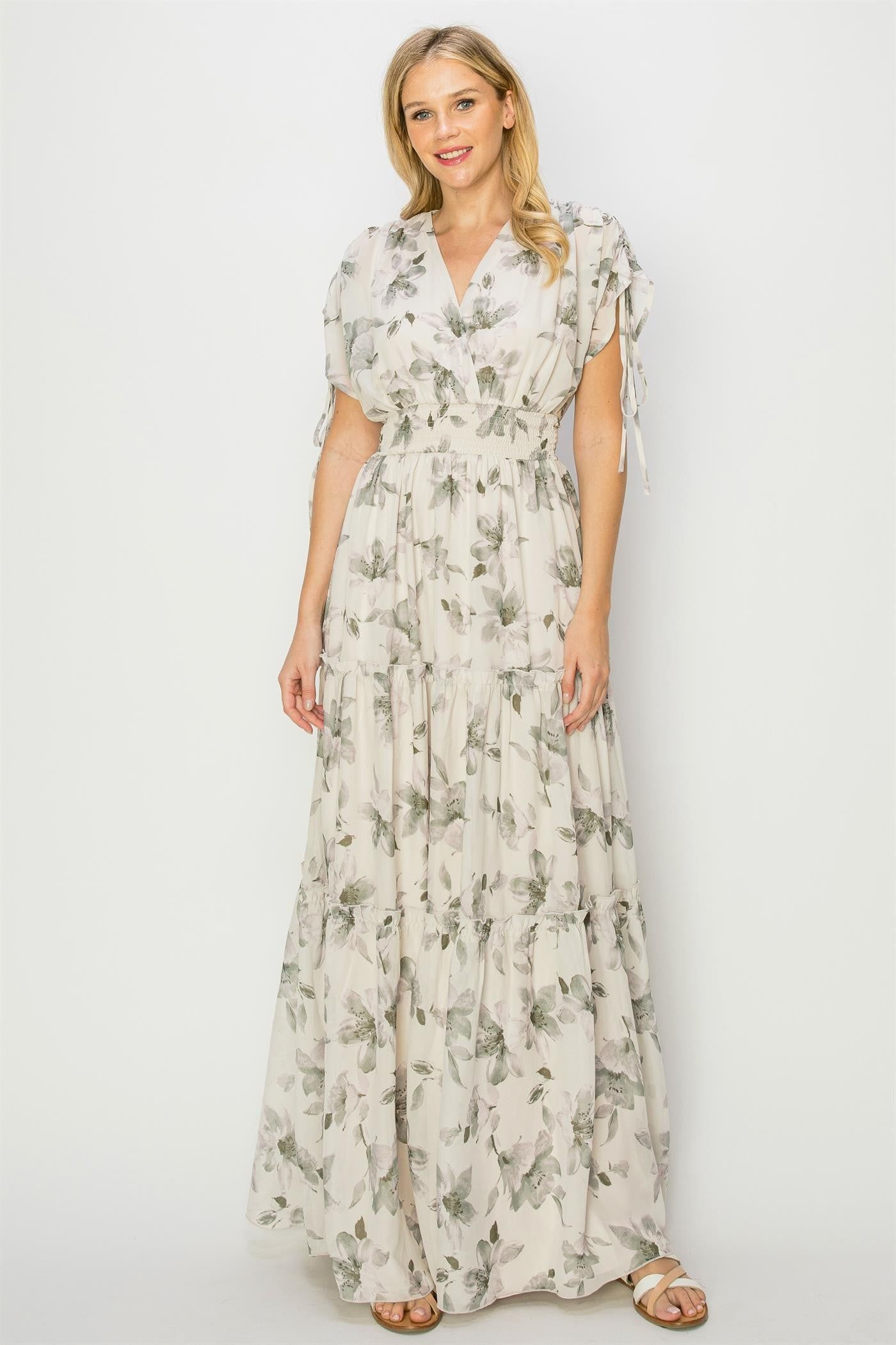 Sage Floral Maxi Dress sold by Pinkblush