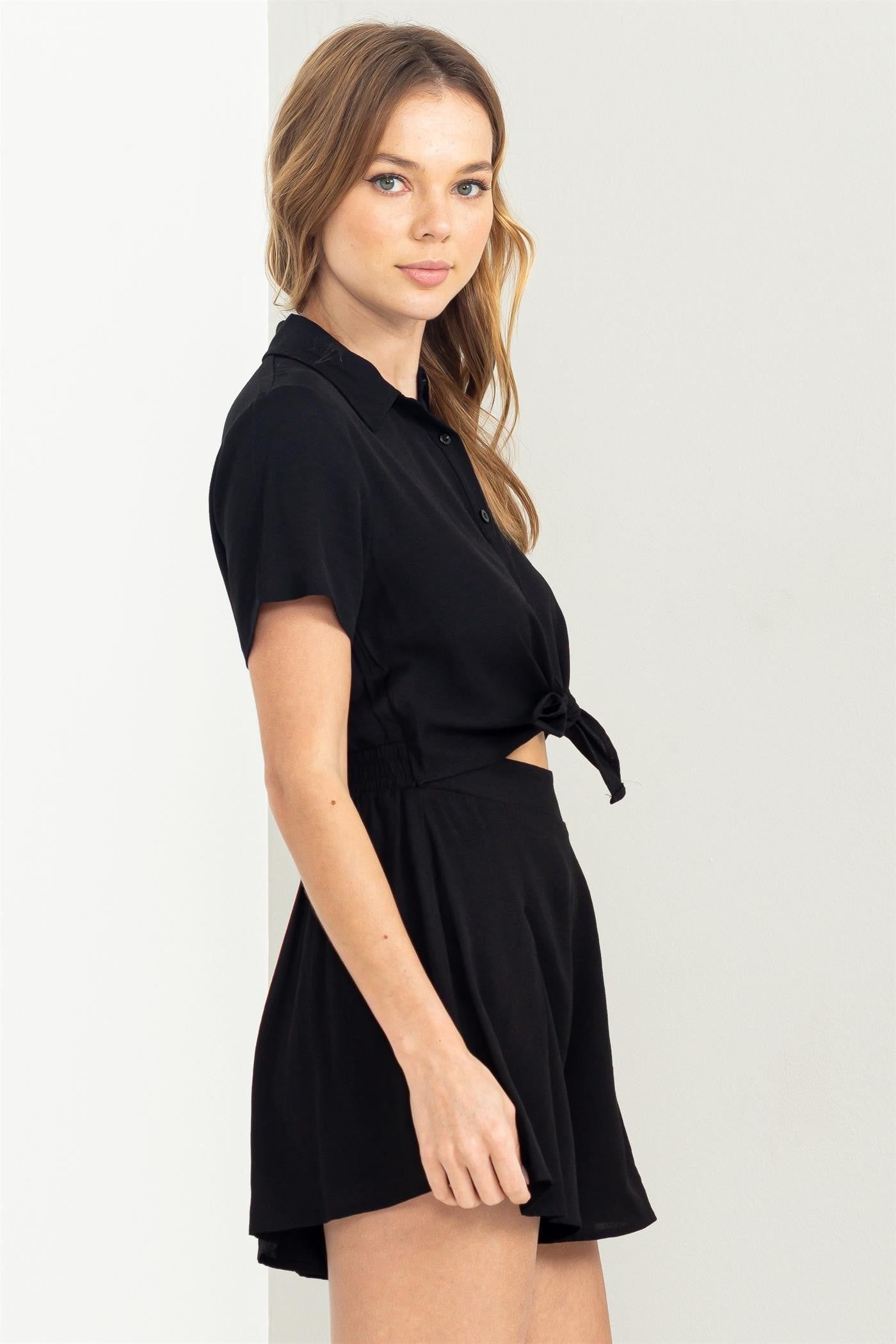 Black Knot Detail Cutout Romper sold by Pinkblush product image thumbnail 2