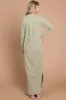 Light Olive Heathered Pocketed Long Sleeve Maxi Dress sold by Pinkblush