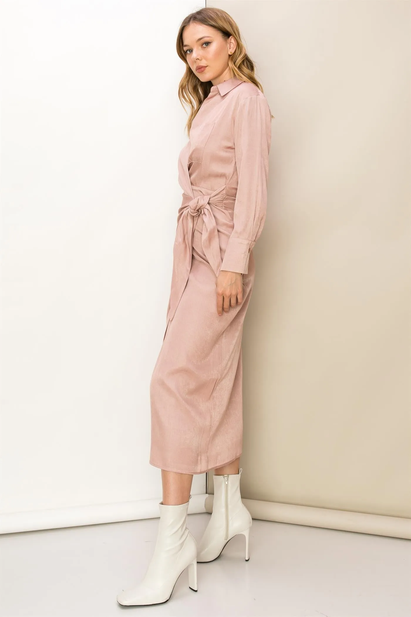 Mauve Tie-Front Wrap-Style Maxi Dress sold by Pinkblush product image thumbnail 2