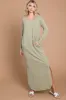 Light Olive Heathered Pocketed Long Sleeve Maxi Dress sold by Pinkblush