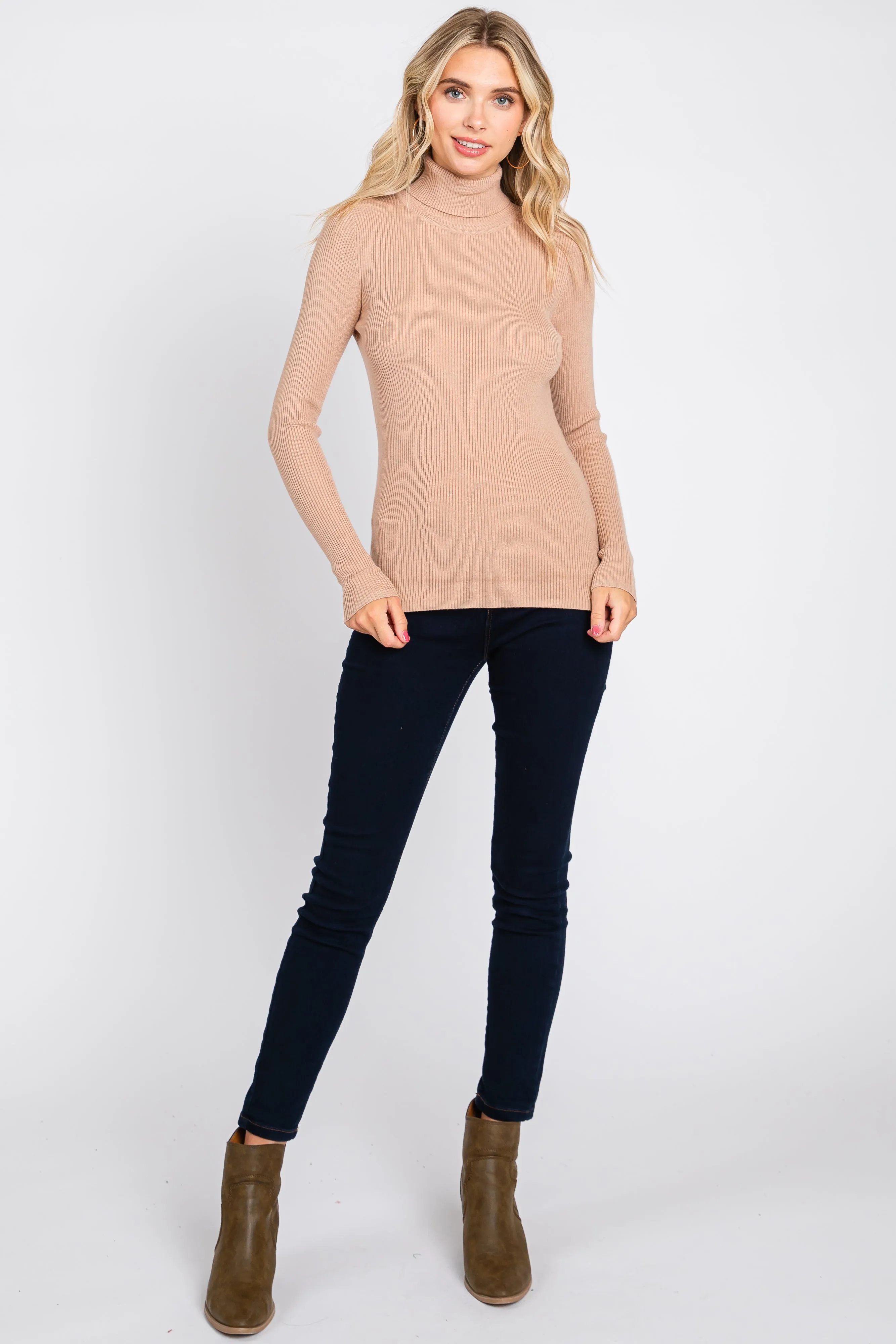 Mocha Ribbed Fitted Long Sleeve Top sold by Pinkblush product image thumbnail 4