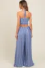 Blue Striped Cutout Halter Wide Leg Jumpsuit sold by Pinkblush