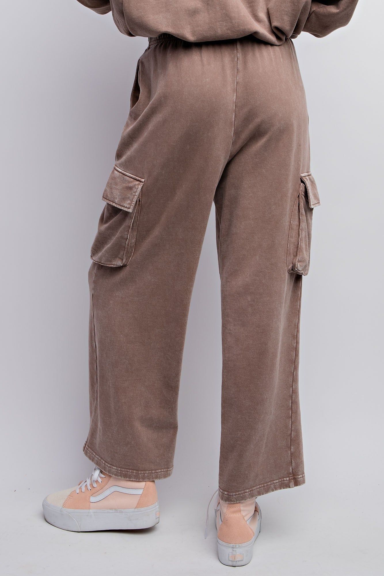 Mocha Washed Terry Knit Cargo Pants sold by Pinkblush product image thumbnail 4